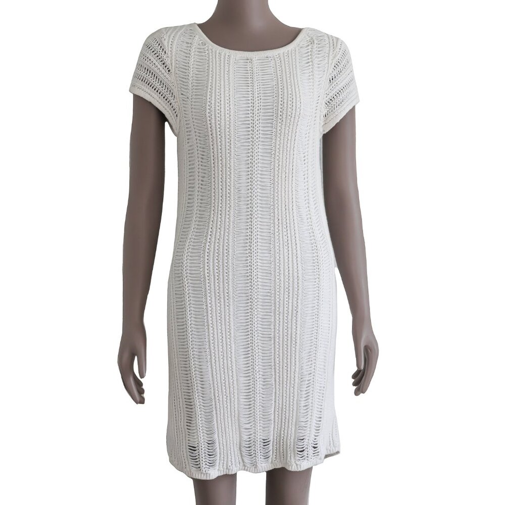 Asos White Knitted Short Sleeve Cotton Summer Short Dress Size 6 Bikini Coverup‎